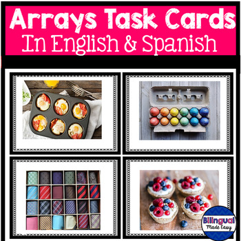 Preview of Multiplication Task Cards: Arrays in English & Spanish