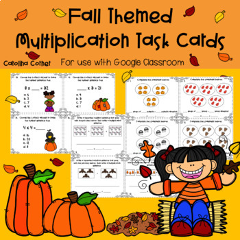 Preview of Multiplication Task Cards Digital Word Problems for Third and Fourth Grade