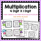 Multiplication Task Cards & NO PREP Printable Puzzles 4 di