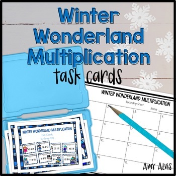 Preview of Multiplication Task Cards Winter Wonderland