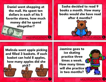 Multiplication Task Cards (Word Problems) by Adrienne Wiggins | TpT