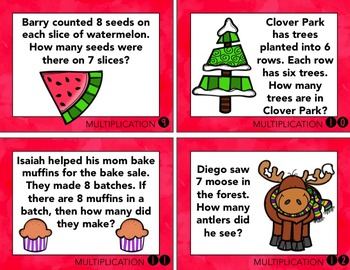 Multiplication Task Cards (Word Problems) by Adrienne Wiggins | TpT