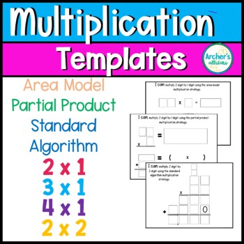 Preview of Multiplication Templates Area Partial Standard Algorithm 2x1 3x1 4x1 2x2 2x3