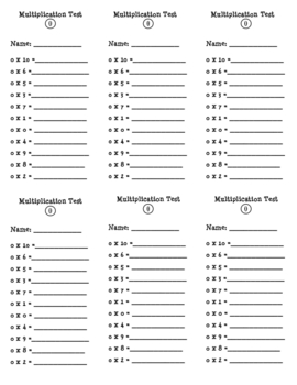 Multiplication Test- 1-10 by Courtney Janes | Teachers Pay Teachers