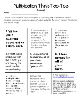 Multiplication Tic Tac Toe in 3 Acts