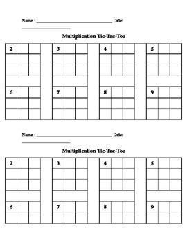 Preview of Multiplication Tic Tac Toe