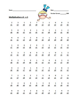 Multiplication Timed Math Drills 100 Problems (Ocean Themed) by Alissa