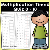 Multiplication Timed Quiz 0 - 10 2nd through 4th Grades Math