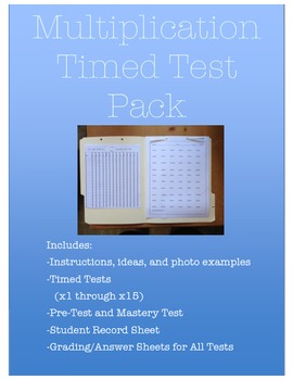 Preview of Multiplication Timed Test Package