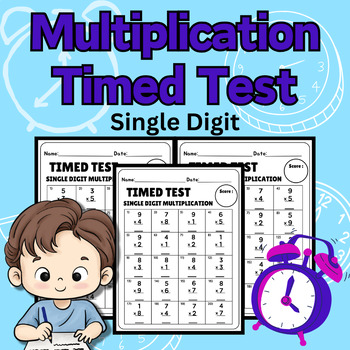 Preview of Multiplication Timed Test Single Digit Mastery Kit Boost Fluency | Math