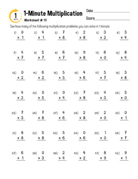 Multiplication Timed Tests 1-2-3 Minute Multiplication; Facts Fluency