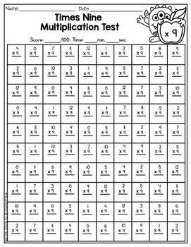 timed multiplication test worksheets