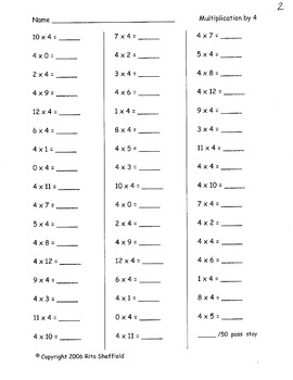 Multiplication Timed Tests - 60 tests in 15 levels, with 4 versions ...