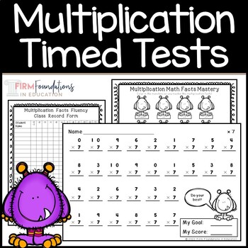 Preview of Multiplication Timed Tests | Math Fact Fluency Assessments | Speed Drills