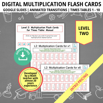 Preview of Multiplication Times Table Flashcards, Level 2, Math Practice