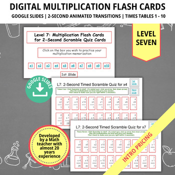 Preview of Multiplication Times Table Flashcards, Level 7, Math Practice