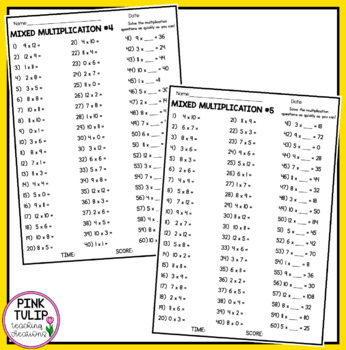 multiplication times table worksheets numeracy warm up tpt