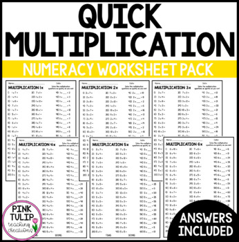 Preview of Multiplication Times Table Worksheets - Numeracy Warm Up