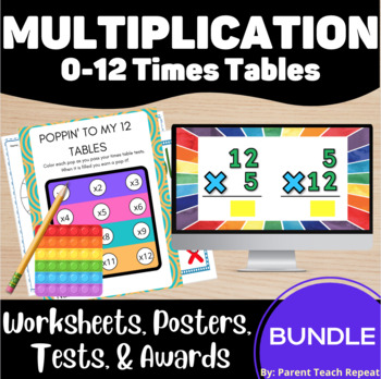 Preview of Multiplication Times Tables 0-12 Bundle | Digital & Printable | Back to School