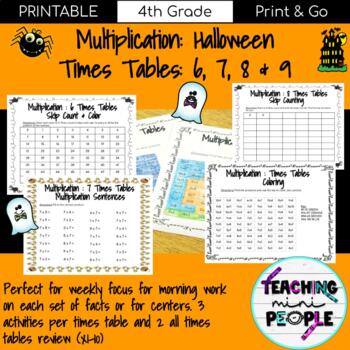 Preview of Multiplication Times Tables 6-9's | Halloween Themed Math