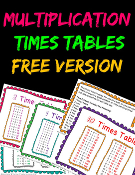 Preview of Multiplication Times Tables Free Product