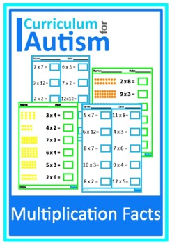 Multiplication Times Tables Worksheets, Autism, Special Education