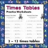 Multiplication Times Tables Practice Worksheets