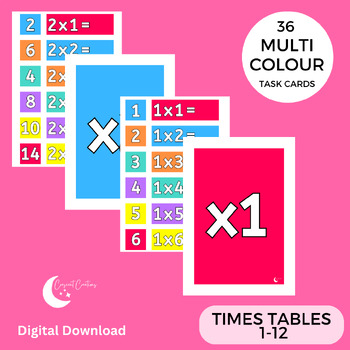 Preview of Multiplication Times Tables | Skip Counting | Task Cards (MULTICOLOUR)