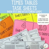 Times Tables Worksheets and Tests (for X, ÷, + and -) Mixe
