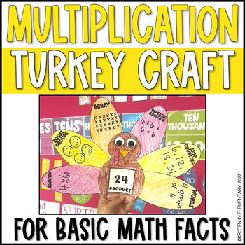 Preview of Multiplication Turkey November Craft (Single-Digit/Basic Math Facts)