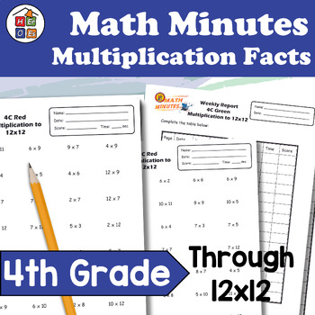 Preview of Multiplication Up to 12 x 12 | 4th Grade  Math Minutes