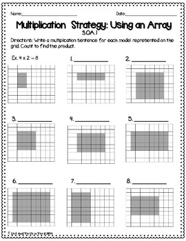 multiplication using arrays worksheets by skills and