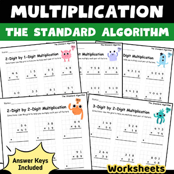 Preview of Multiplication Using The Standard Algorithm Worksheets