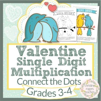 Preview of Multiplication Valentines Day Math, Multiplication, 3rd 4th, Connect the Dots