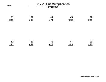 Preview of Multiplication Vertical 2-Digit by 2-Digit Worksheets - self-generating