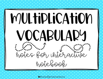 Preview of Multiplication Vocabulary Notes for Interactive Notebook
