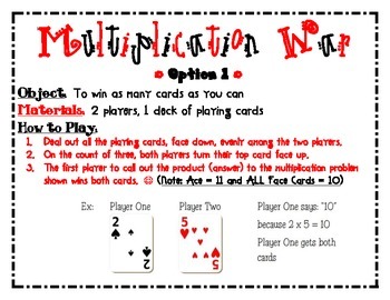 Preview of Multiplication War Game/Math Center (2 Options)