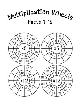 Preview of Multiplication Wheel Facts 1-12