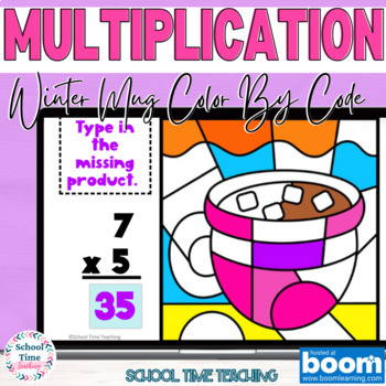 Preview of Winter  Color by Number Multiplication Boom Cards Mug