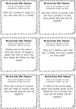 Multiplication Word Problem Task Cards by Jesye Streisel | TpT