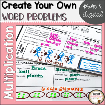Preview of Multiplication Word Problems Third Grade Math Activities Digital and Print