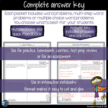 Multiplication Word Problems 4th Grade Multiplicative Comparison