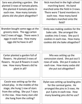 Multiplication Word Problems, Arrays, & Equations Match Up: Common Core