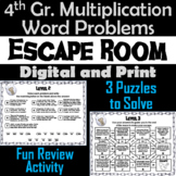 4th Grade Multiplication Word Problems Activity: Escape Ro