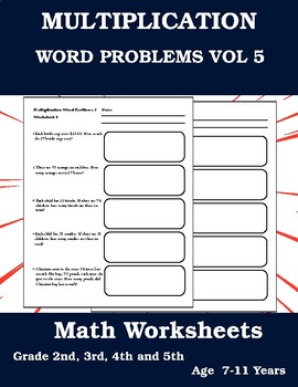 Preview of Multiplication Word Problems Maths Worksheets Vol 5