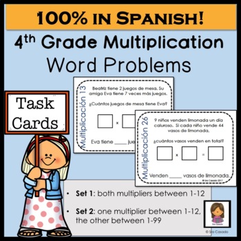 Preview of Multiplication Word Problems Task Cards | Spanish