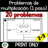 Multiplication Word Problems in Spanish -Problemas de mult