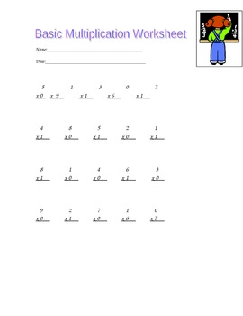 Multiplication Worksheets 0 1 Teachers Pay Teachers