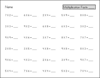 Preview of Multiplication Worksheet