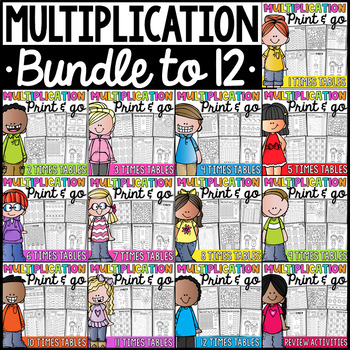 Preview of Multiplication Worksheet Bundle - Facts 1 to 12